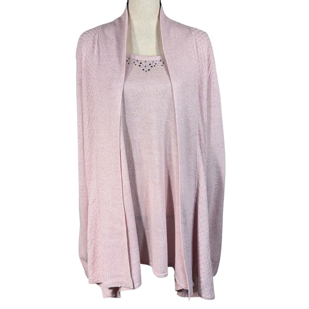 Briggs 3X-Large Tunic Sweater One-Piece Long Sleeves Rhinestones Rose Pink New